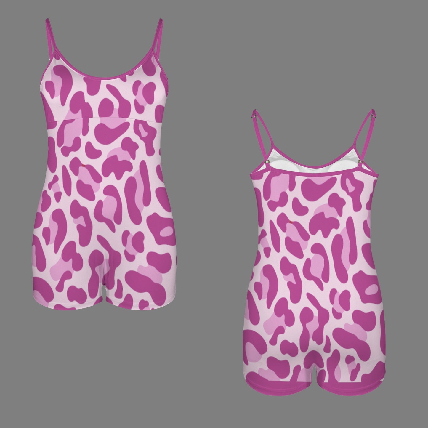 Short Bodycon Romper Mauve Leopard