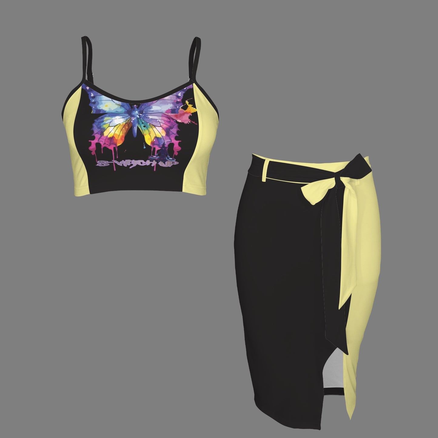 Cami Skirt S-Witch Up Black Yellow