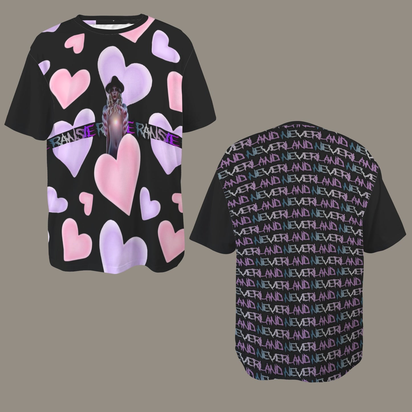 RANSIE IN NEVERLAND FIGURE HEARTS T-SHIRT BLACK