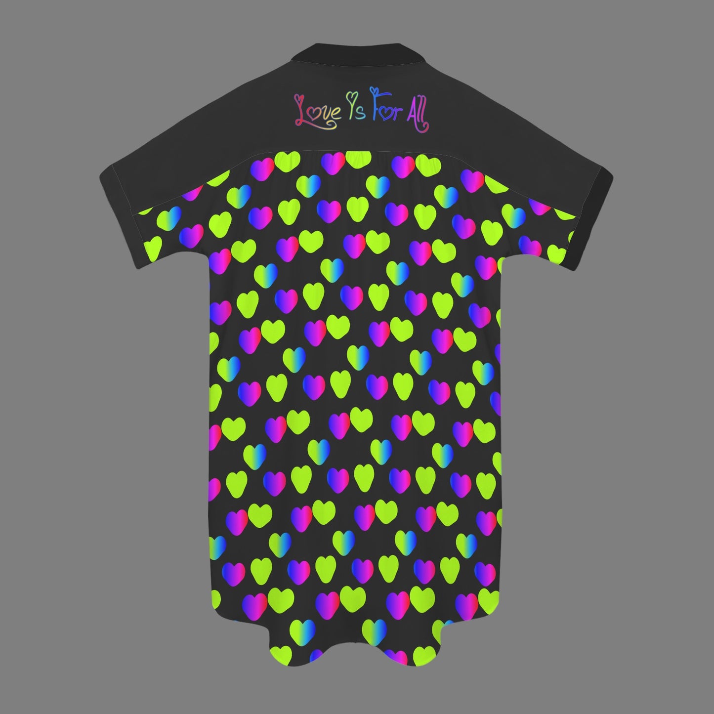 Green Pink Hearts T Shirt Dress Short Sleeve Black