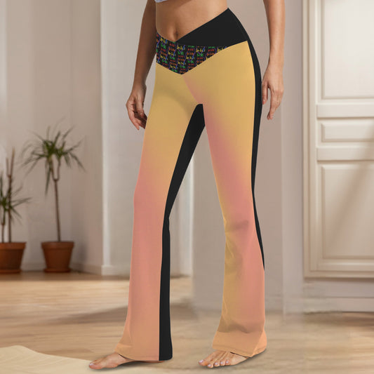 LINFA Little Hearts Tummy Control Cross Waist Pants Black Sunset