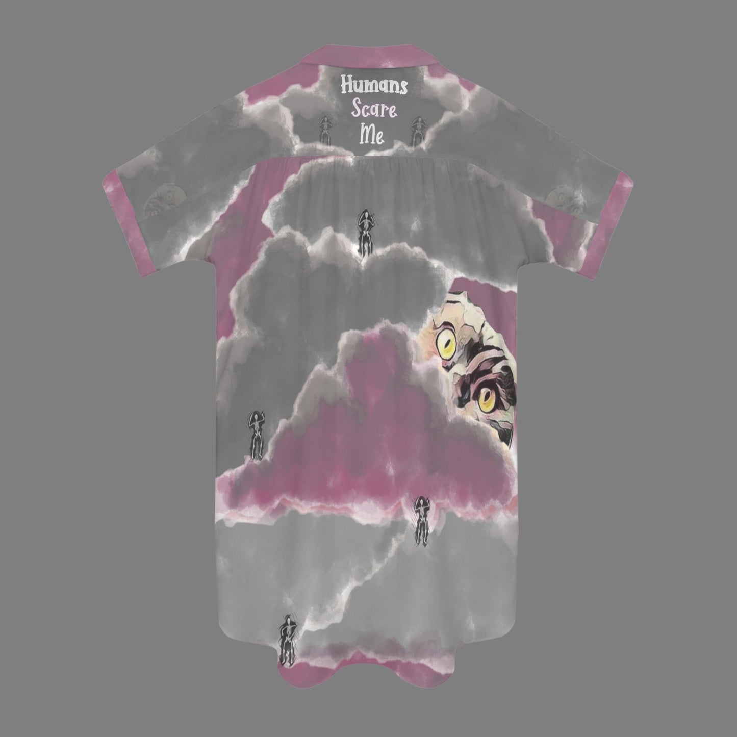 Humans Scare Me Jimmy Cloud T-Shirt Dress White -Small HSM V2
