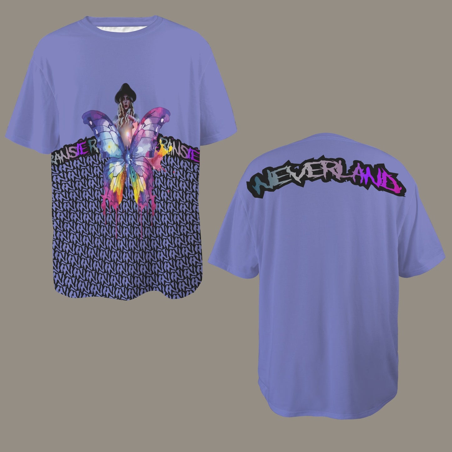 RANSIE IN NEVERLAND FIGURE GHOSTS WALL BLUE T-SHIRT