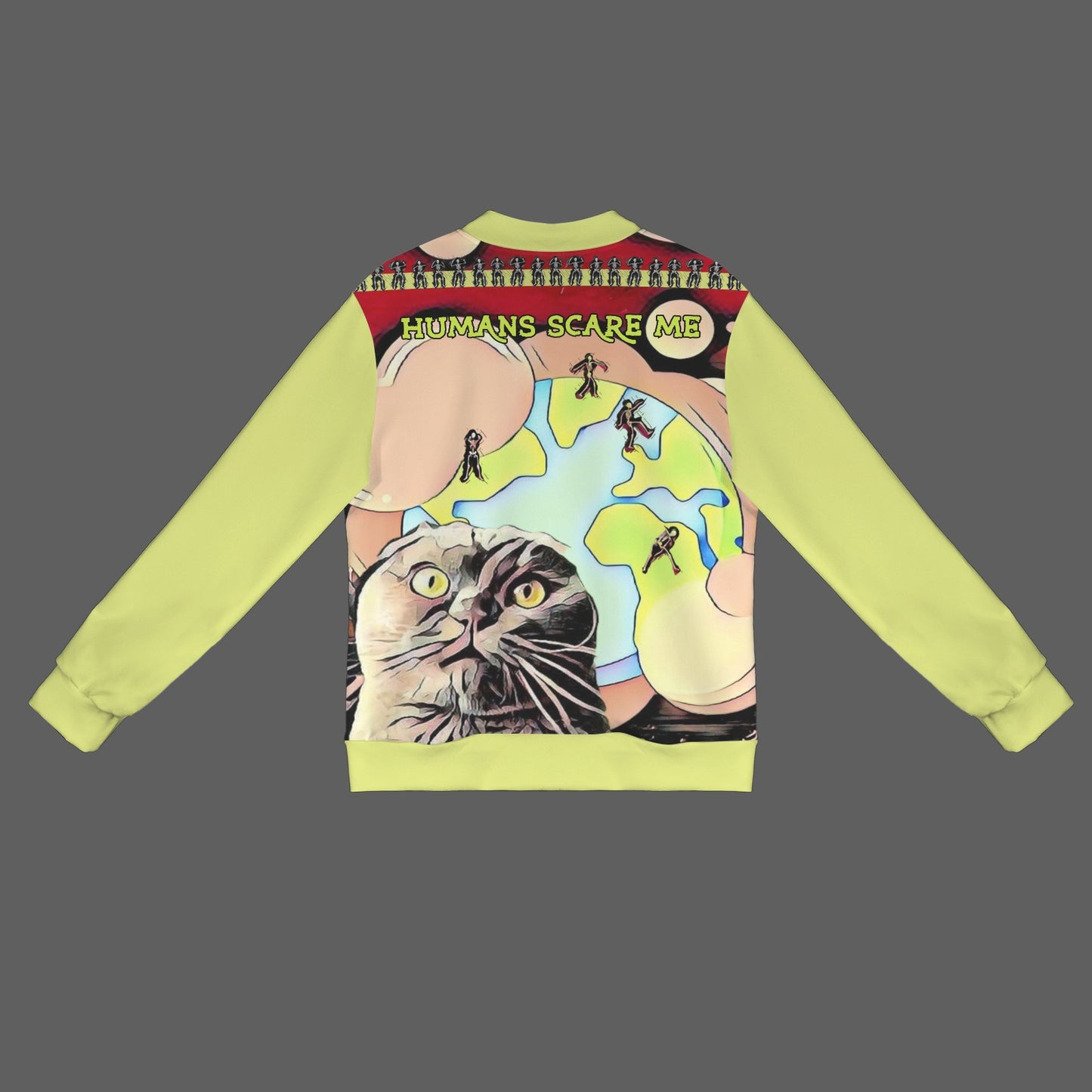 Humans Scare Me Lightweight Jacket Yellow Green Half Design