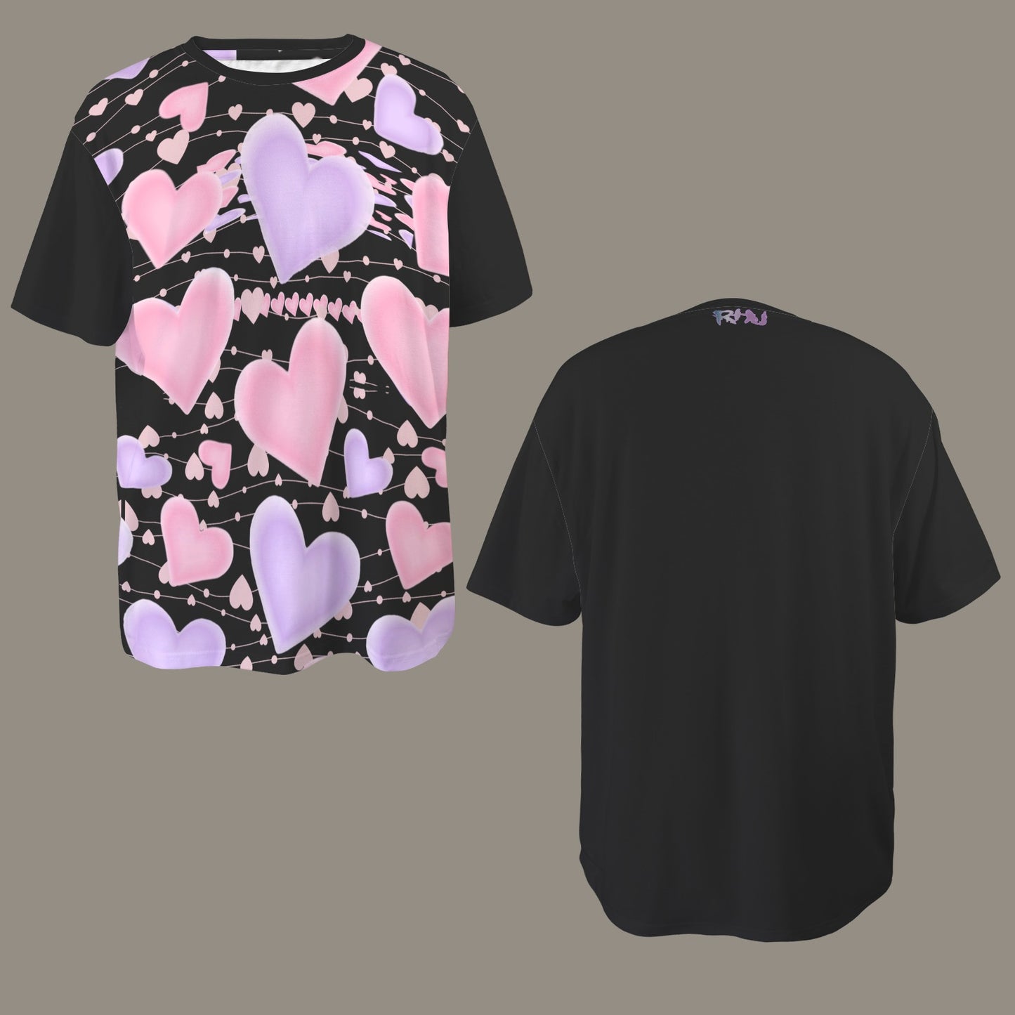 RANSIE IN NEVERLAND FIGURE HEARTS T-SHIRT Black