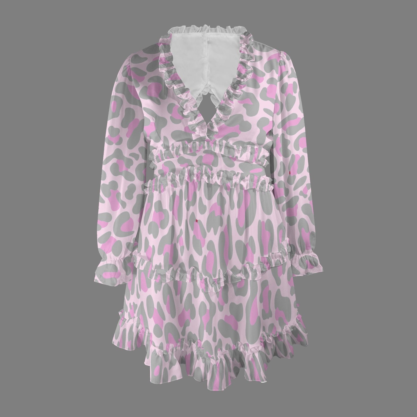 Grey Pink Leopard Dress