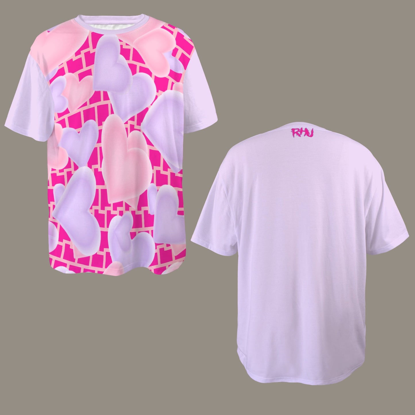 SE SON ROSE T-SHIRT -HOT PINK/LILAC WALL & HEARTS - SOLID LILAC BACK