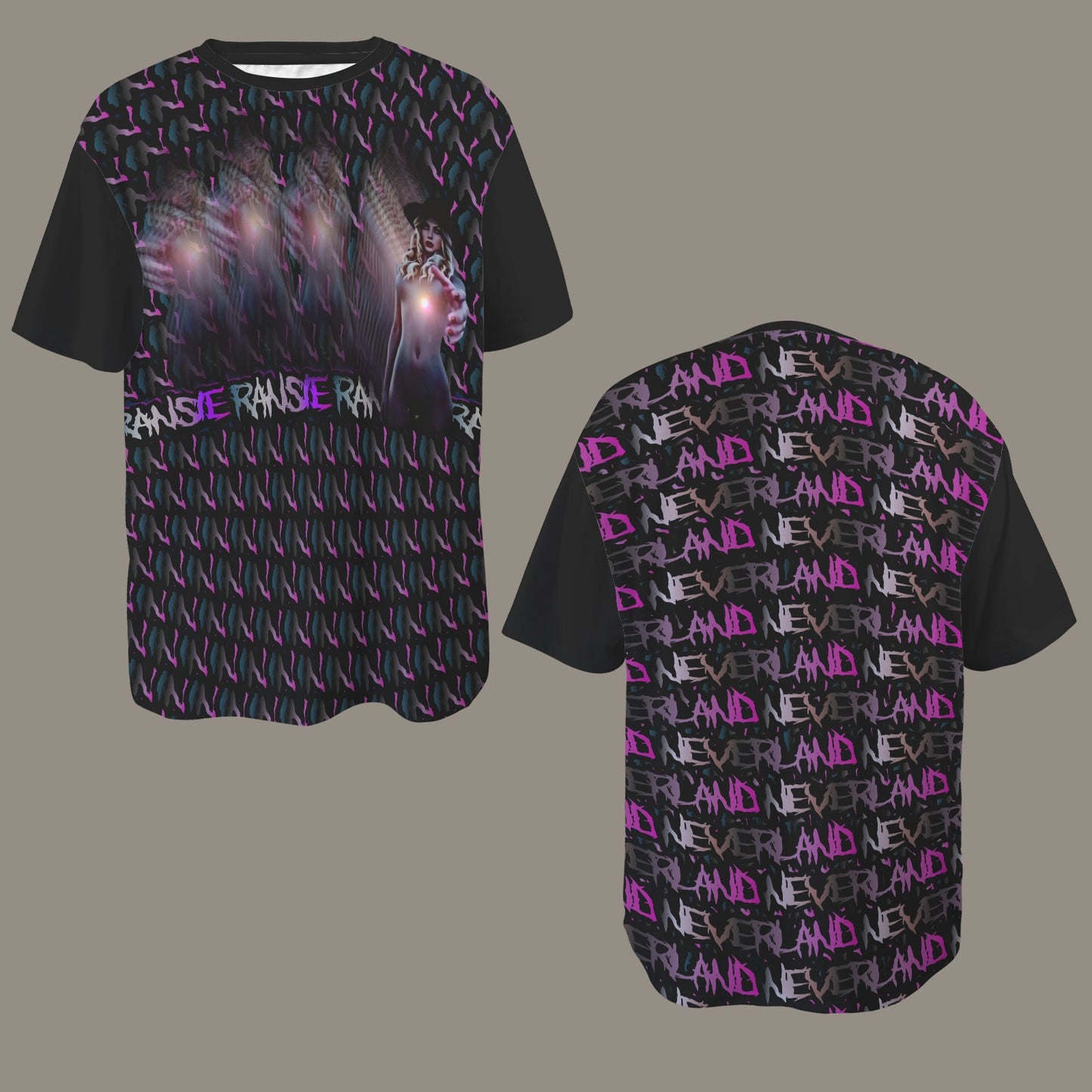 RANSIE IN NEVERLAND FIGURE GHOSTS WALL BLUE T-SHIRT