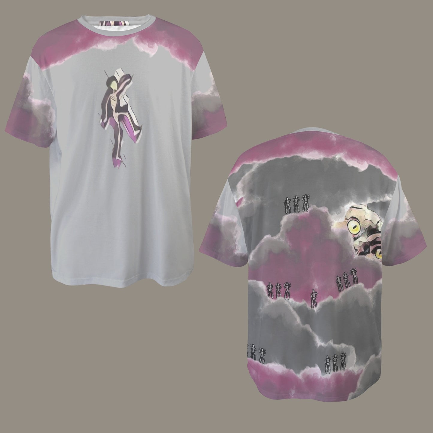 Humans Scare Me Jimmy Cloud T-Shirt Grey Skeleton Front