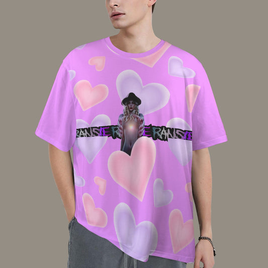 RANSIE IN NEVERLAND FIGURE HEARTS T-SHIRT GLICINE- DISTRESSED NEEVRLAND