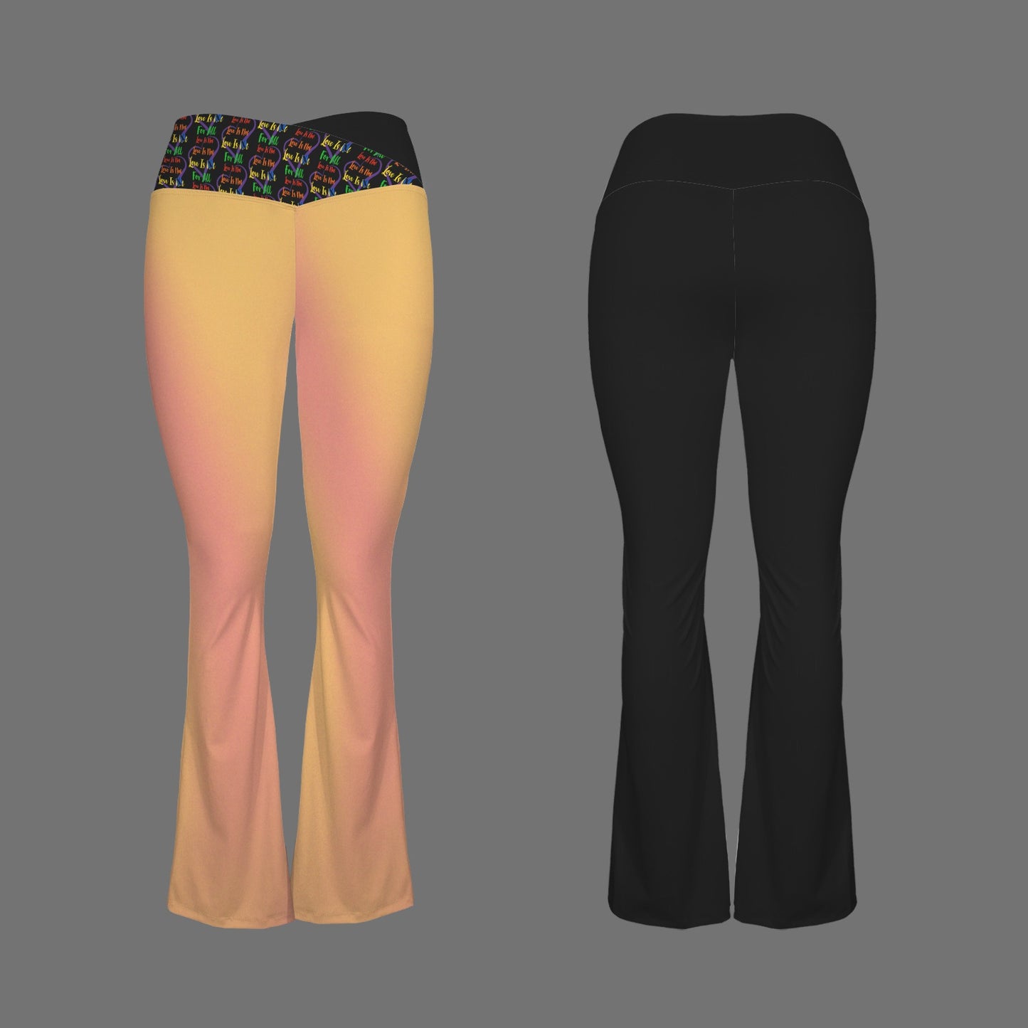 LINFA Little Hearts Tummy Control Cross Waist Pants Black Sunset