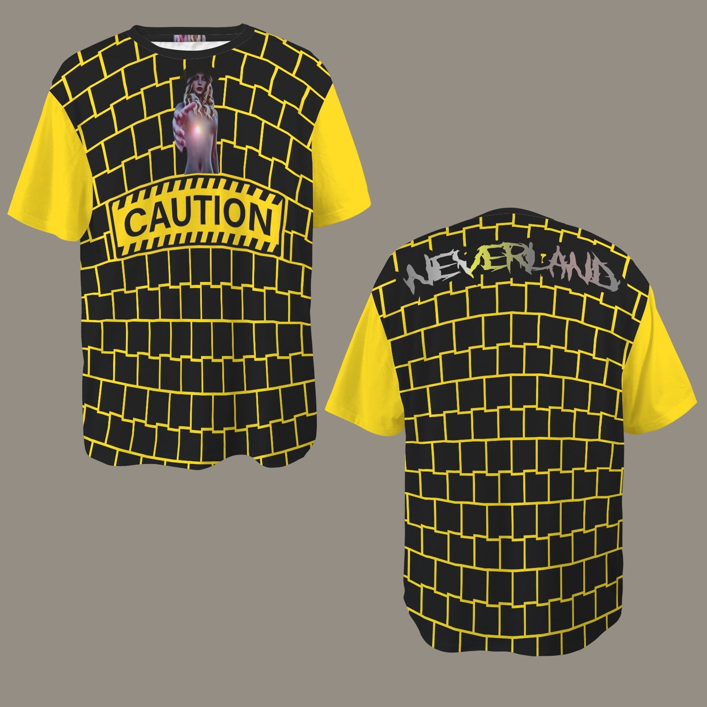 RANSIE FIGURE CAUTION T-SHIRT - DISTRESSED NEVERLAND