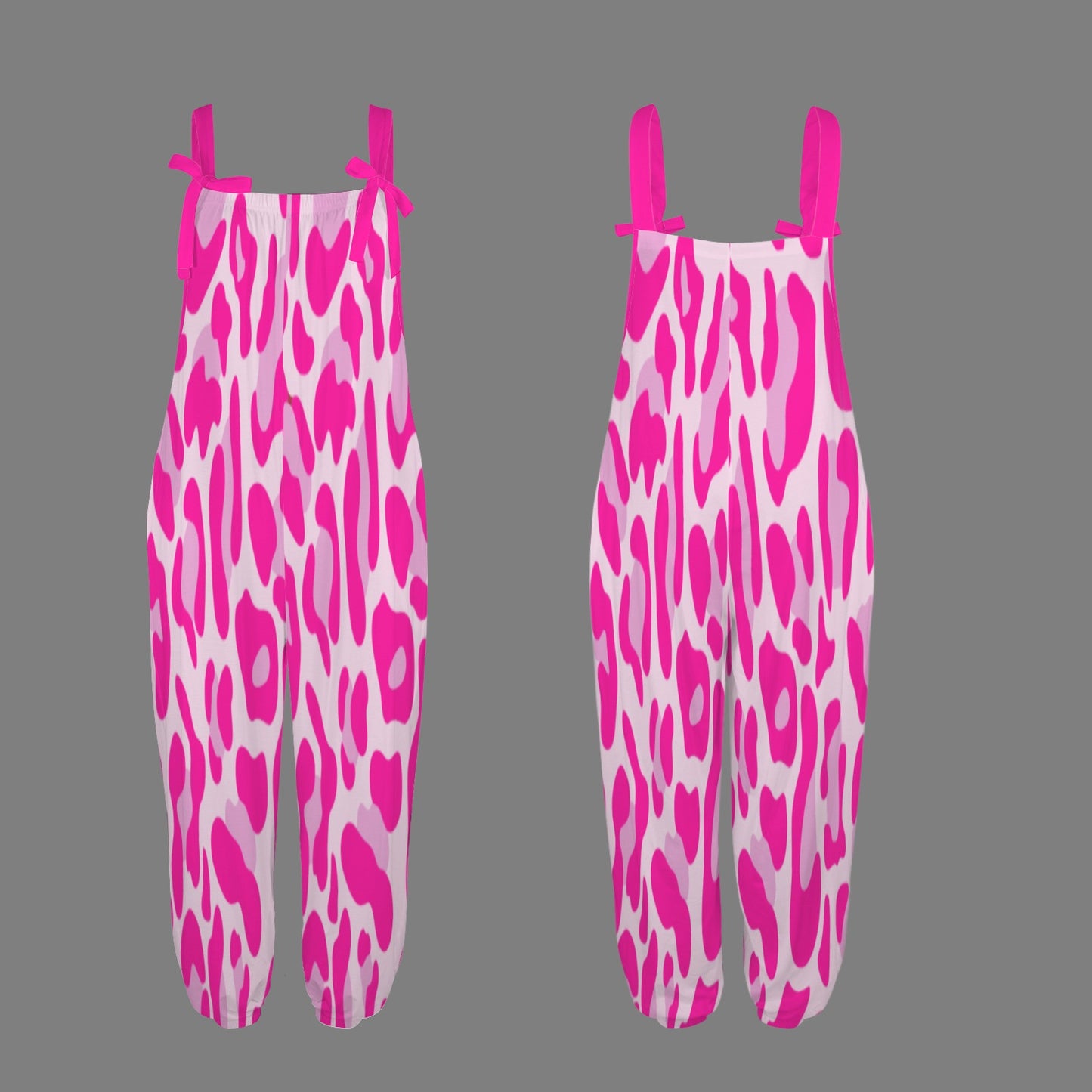 Hot Pink Pink Leopard Long Romper