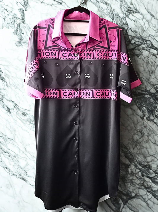 Pinky CAUTION T-Shirt Dress Hearts Skulls