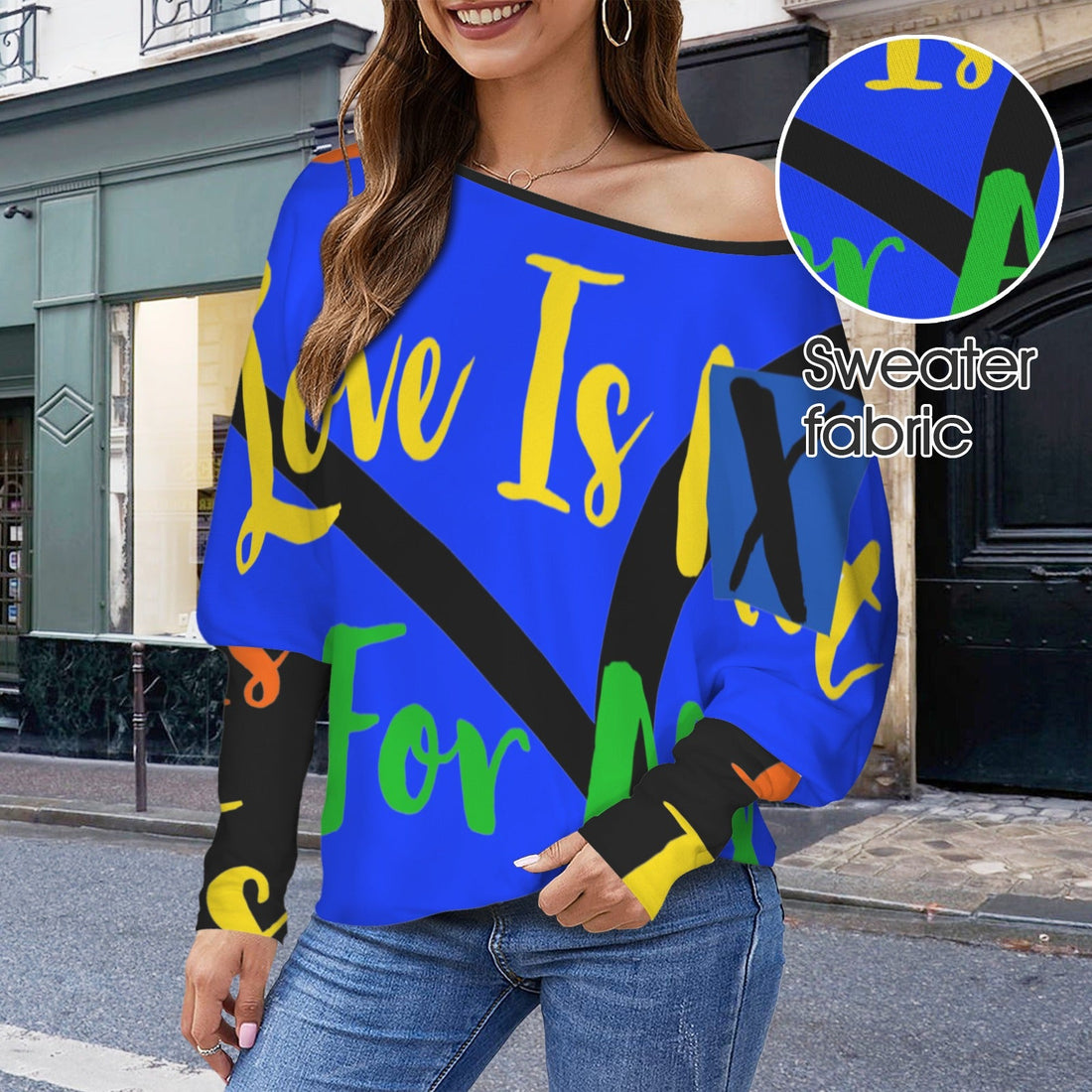LINFA Casual Long Batwing Sleeve Off Shoulder Sweater - Video