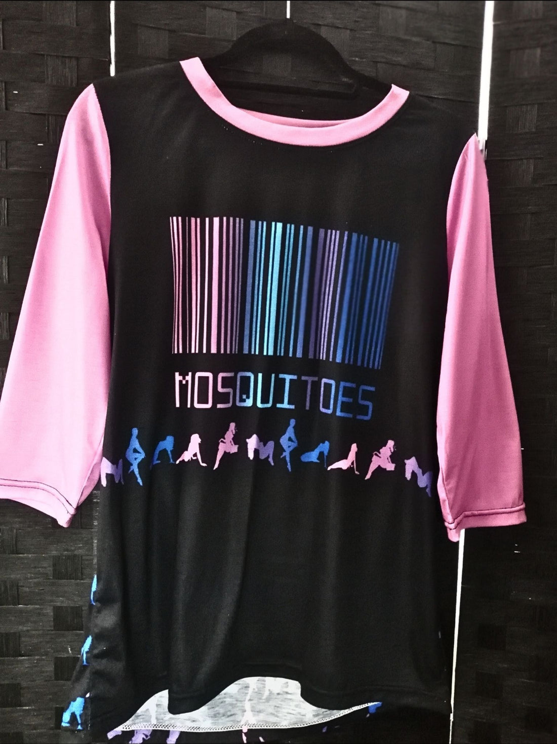 Mosquitoes Barcode 3/4 Sleeve T-Shirt Black/Pink