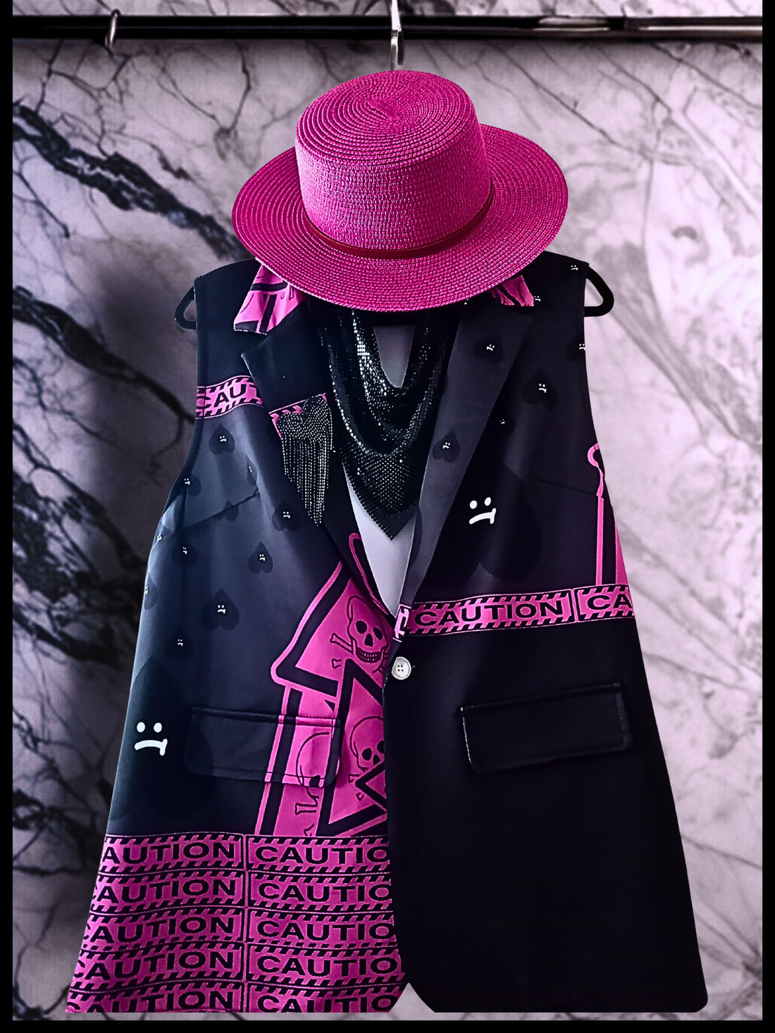 Customised CAUTION Waistcoat