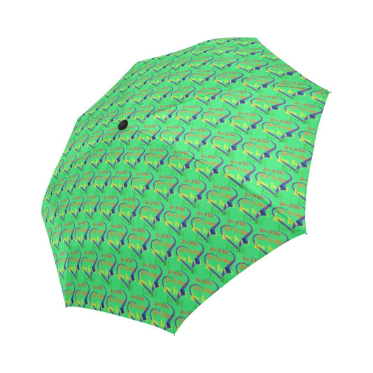 LINFA Little Hearts Automatic Foldable Umbrella Joker Green