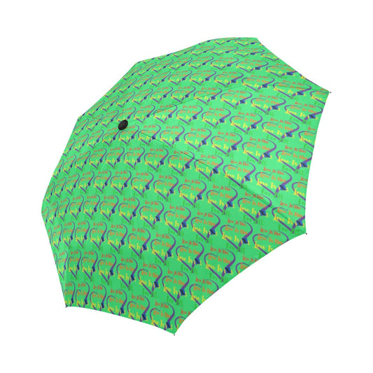 LINFA Little Hearts Automatic Foldable Umbrella Joker Green