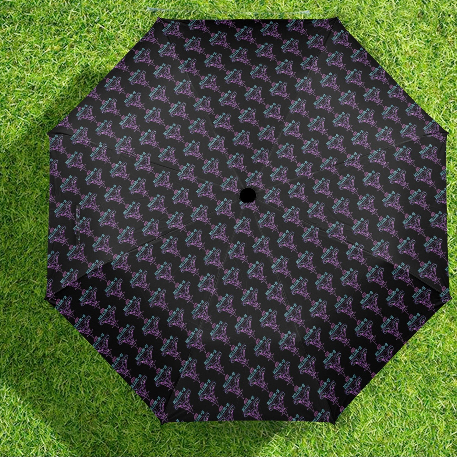 S-WITCH UP Neon Logo Semi Automatic Folding Umbrella Black
