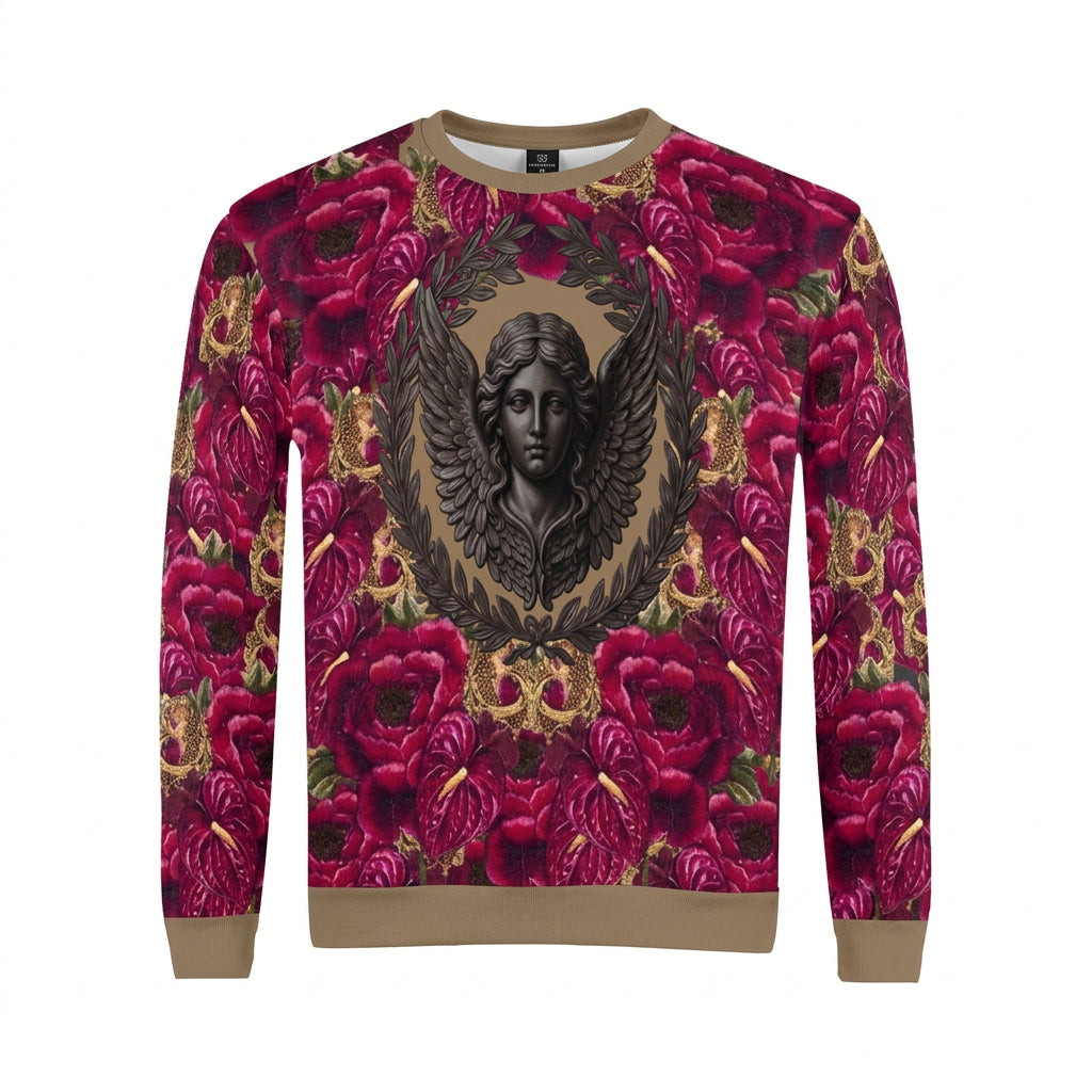 Logo & Roses Men's Crewneck Sweatshirt Light Brown