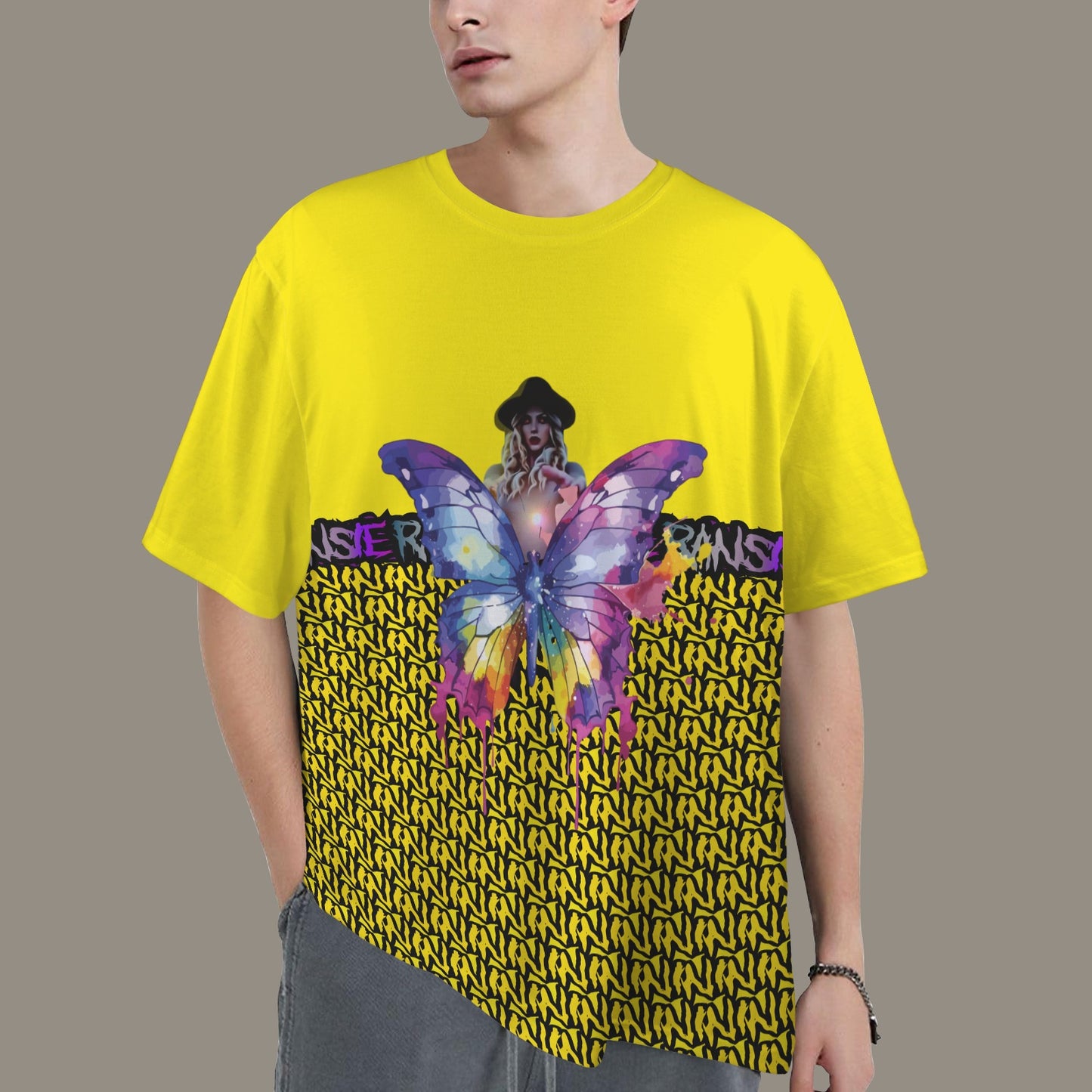 RANSIE IN NEVERLAND FIGURE GHOSTS WALL BLUE T-SHIRT