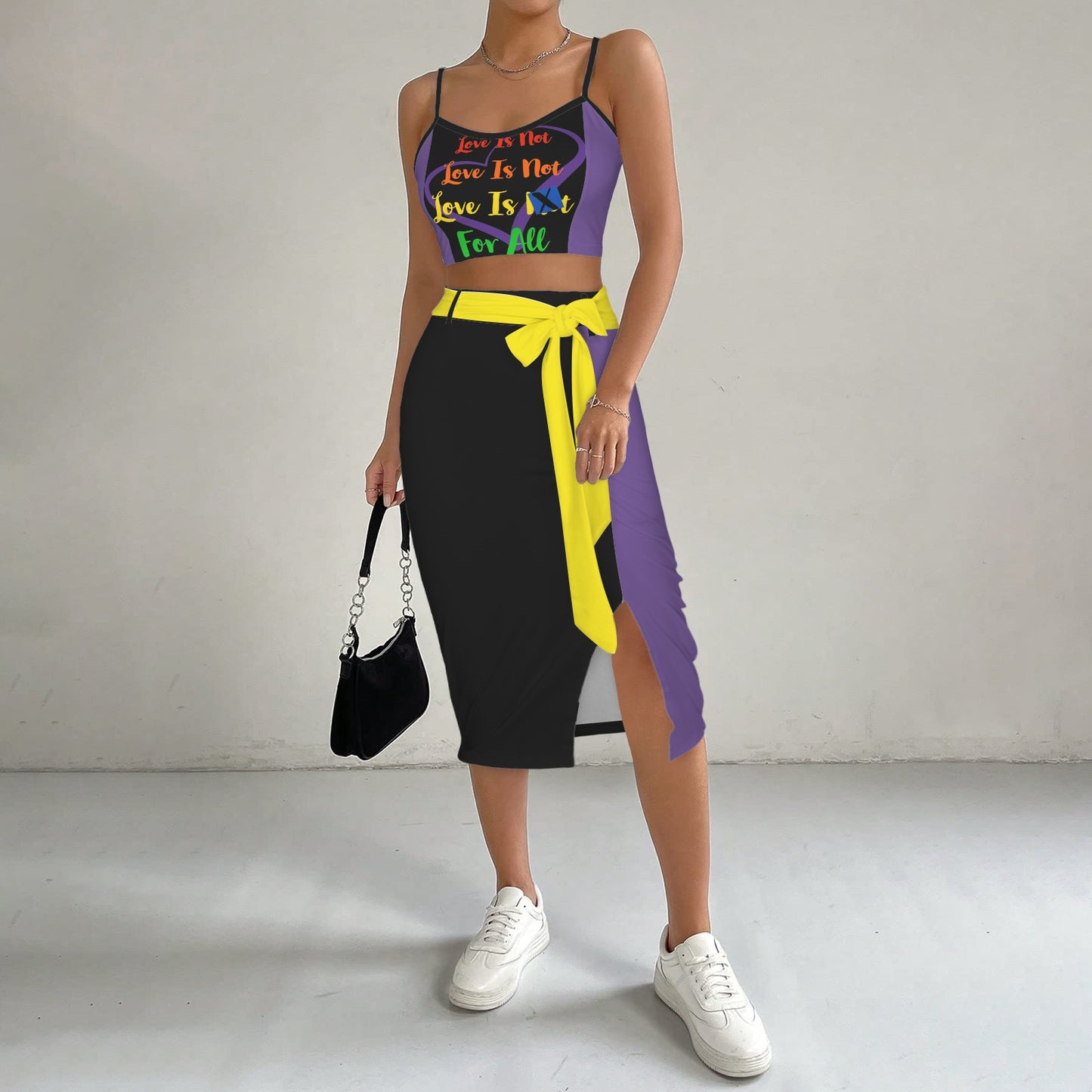 LINFA TOP SKIRT PURPLE YELLOW BELT