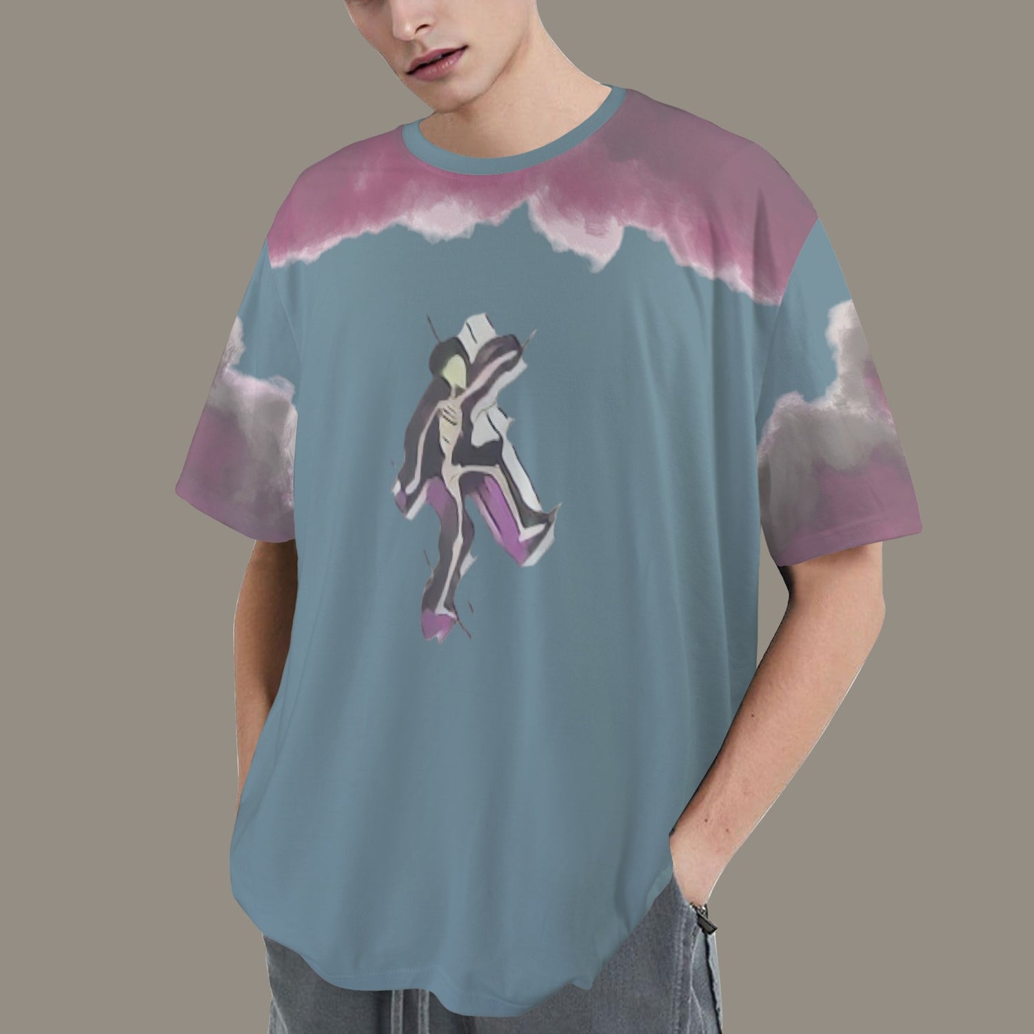 Humans Scare Me Jimmy Cloud T-Shirt Petrol Skeleton Front