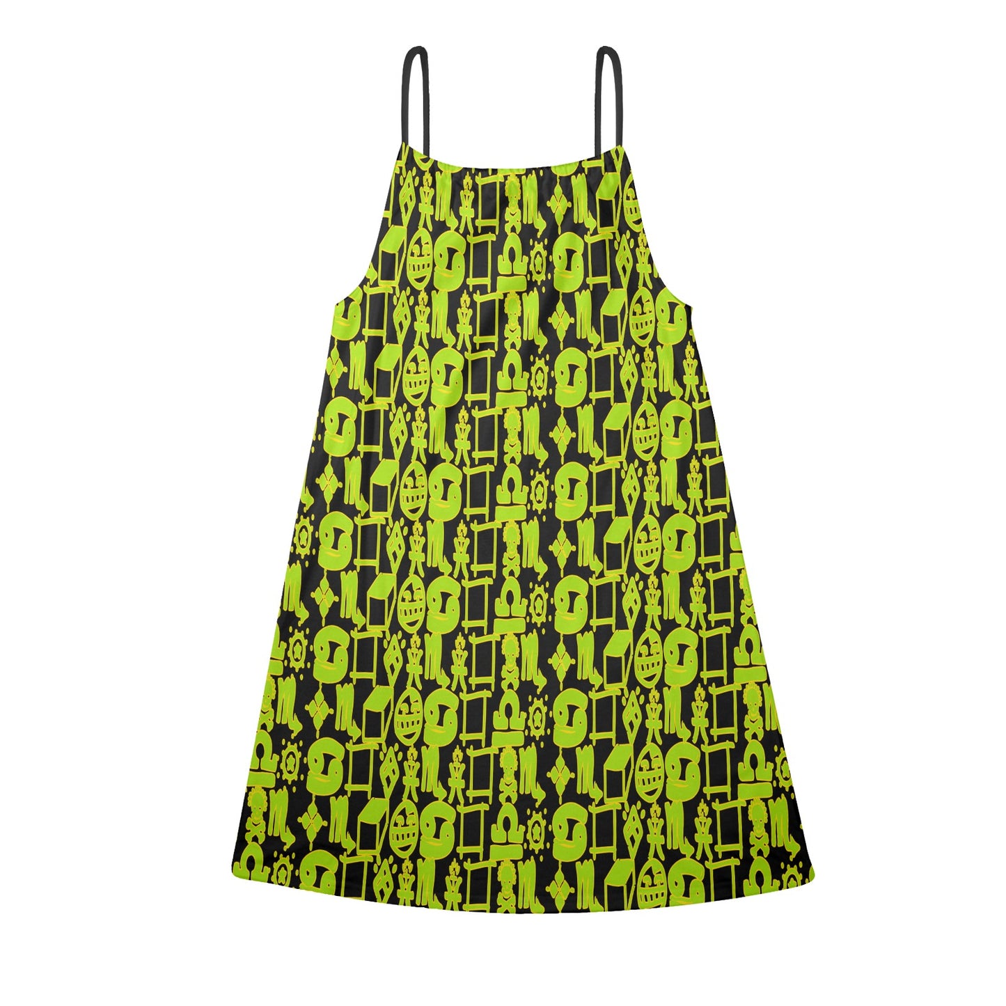 Hidden Name Vest Dress Light Green Yellow Black