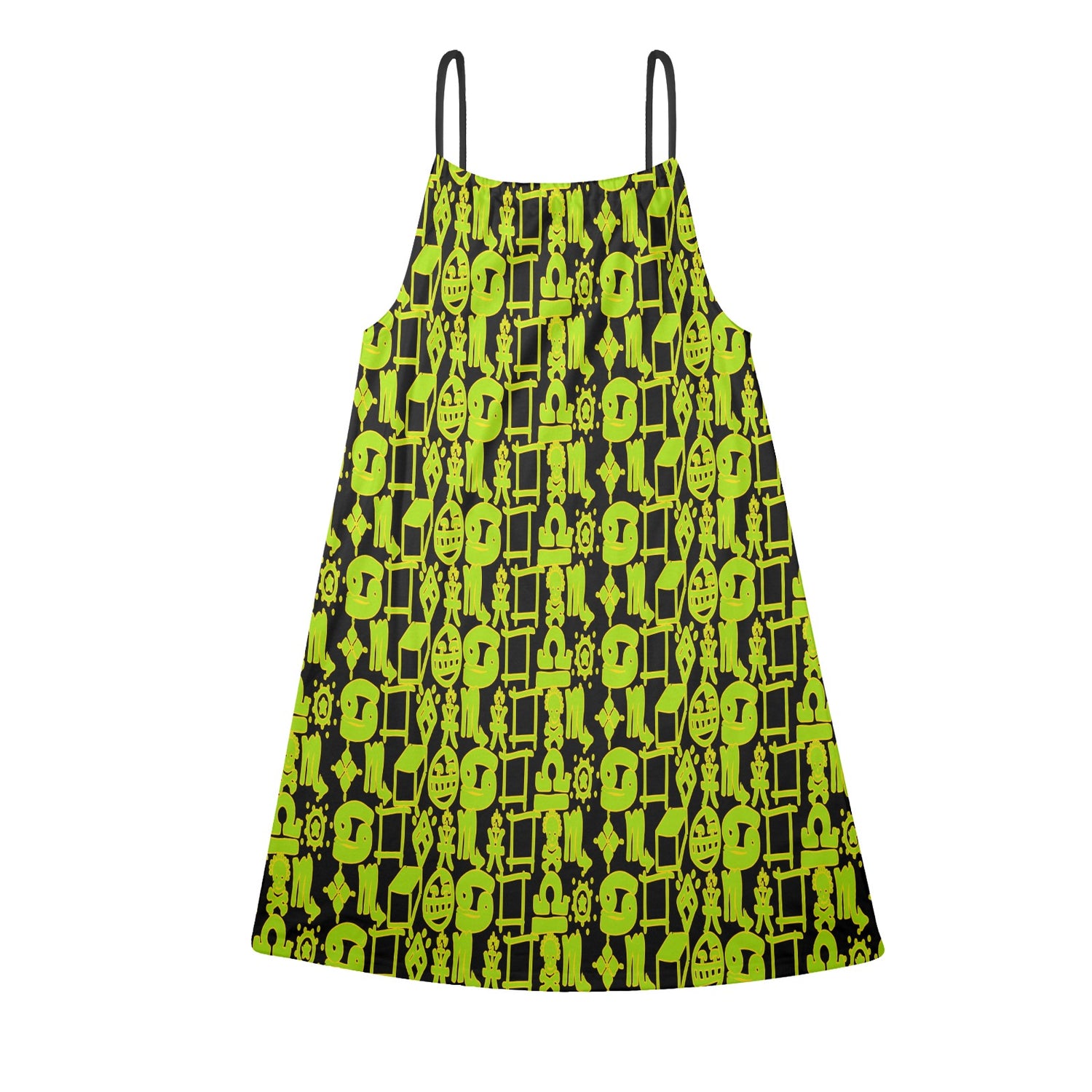 Hidden Name Vest Dress Light Green Yellow Black