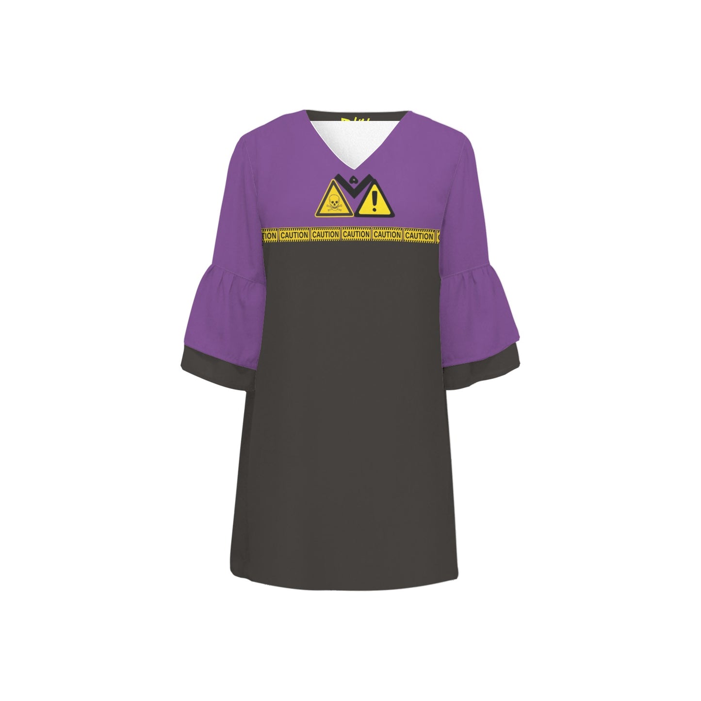 Caution 3/4 Sleeve Dress Purple Sleeve V2
