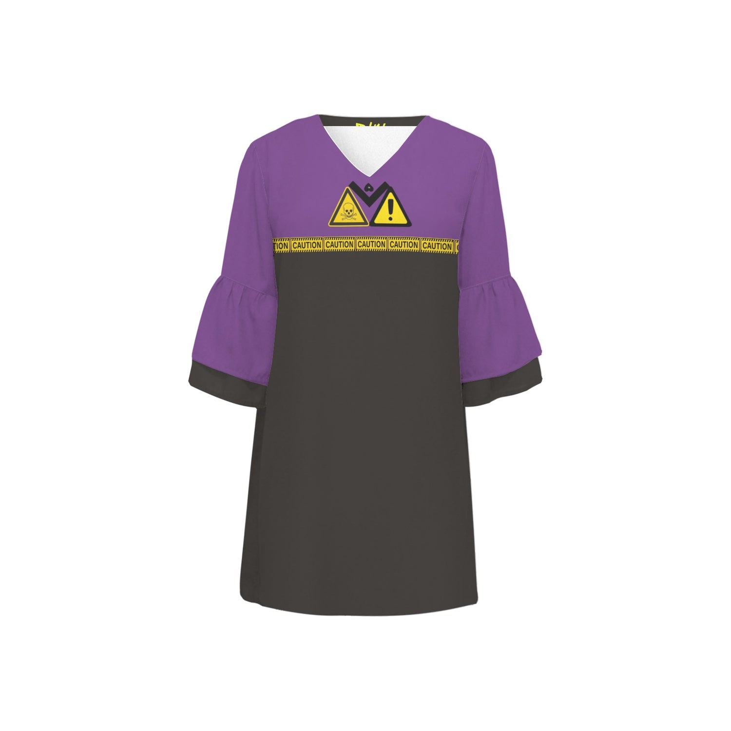 Caution 3/4 Sleeve Dress Purple Sleeve V2