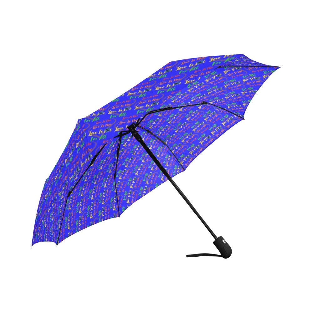 LINFA Little Hearts Electric Blue Automatic Foldable Umbrella