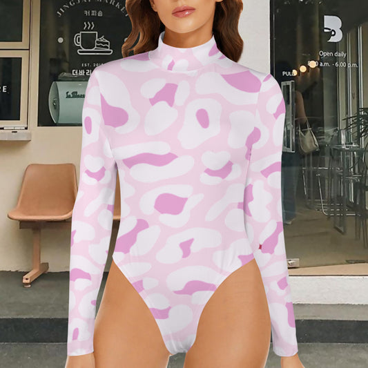 Leopard Long Sleeve Bodysuit Cream Pink