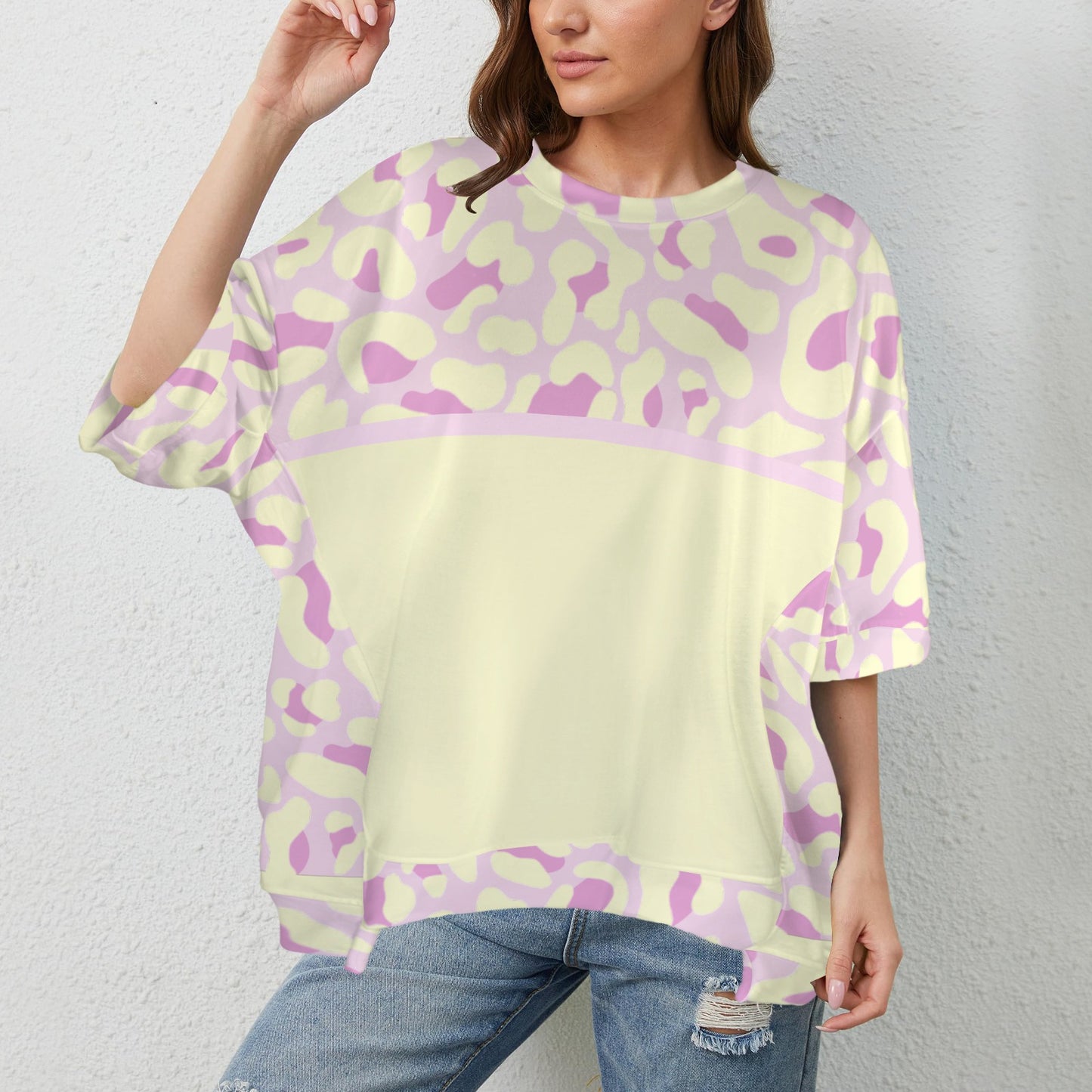 Maglia mamma Leopard Pink Pale Yellow