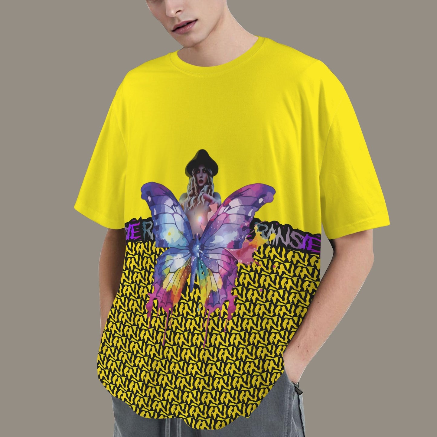 RANSIE IN NEVERLAND FIGURE GHOSTS WALL BLUE T-SHIRT
