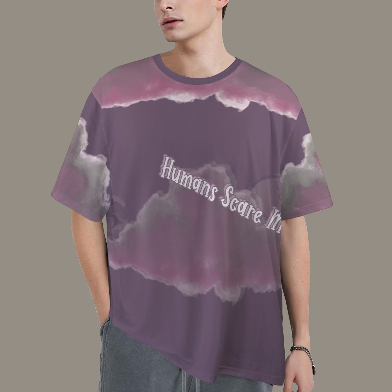 Humans Scare Me Jimmy Cloud T-Shirt Purple 2