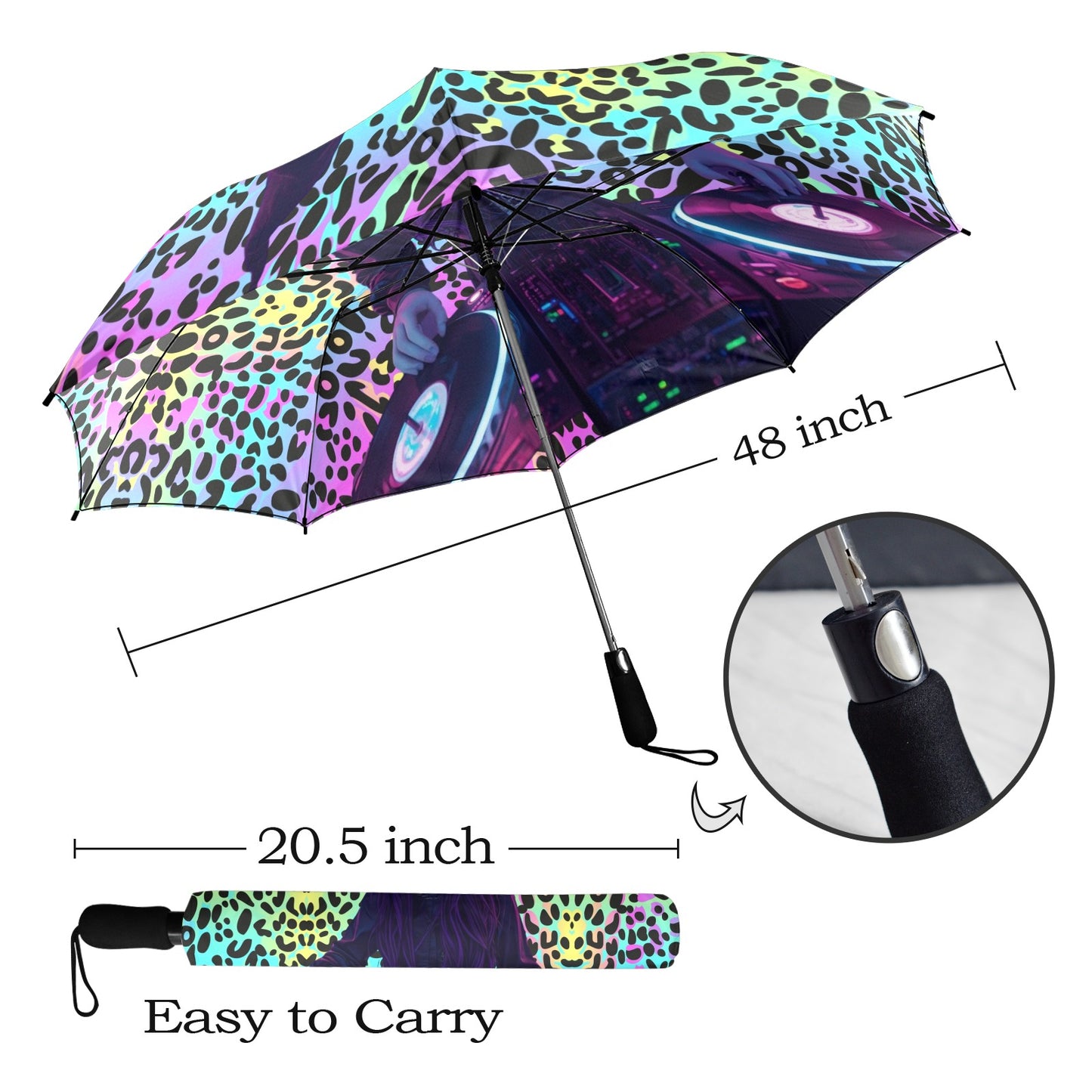 S-WITCH UP  Semi Automatic Folding Umbrella Multi Leopard
