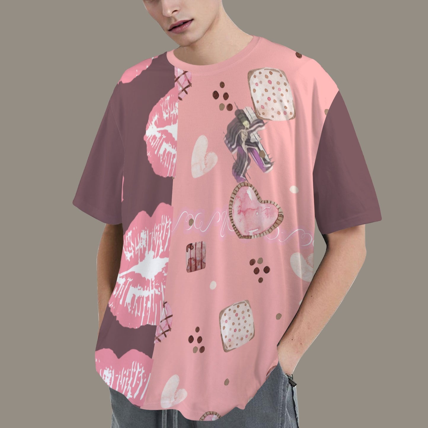 Hidden Name T-shirt Mouth Cookies Pink Brown