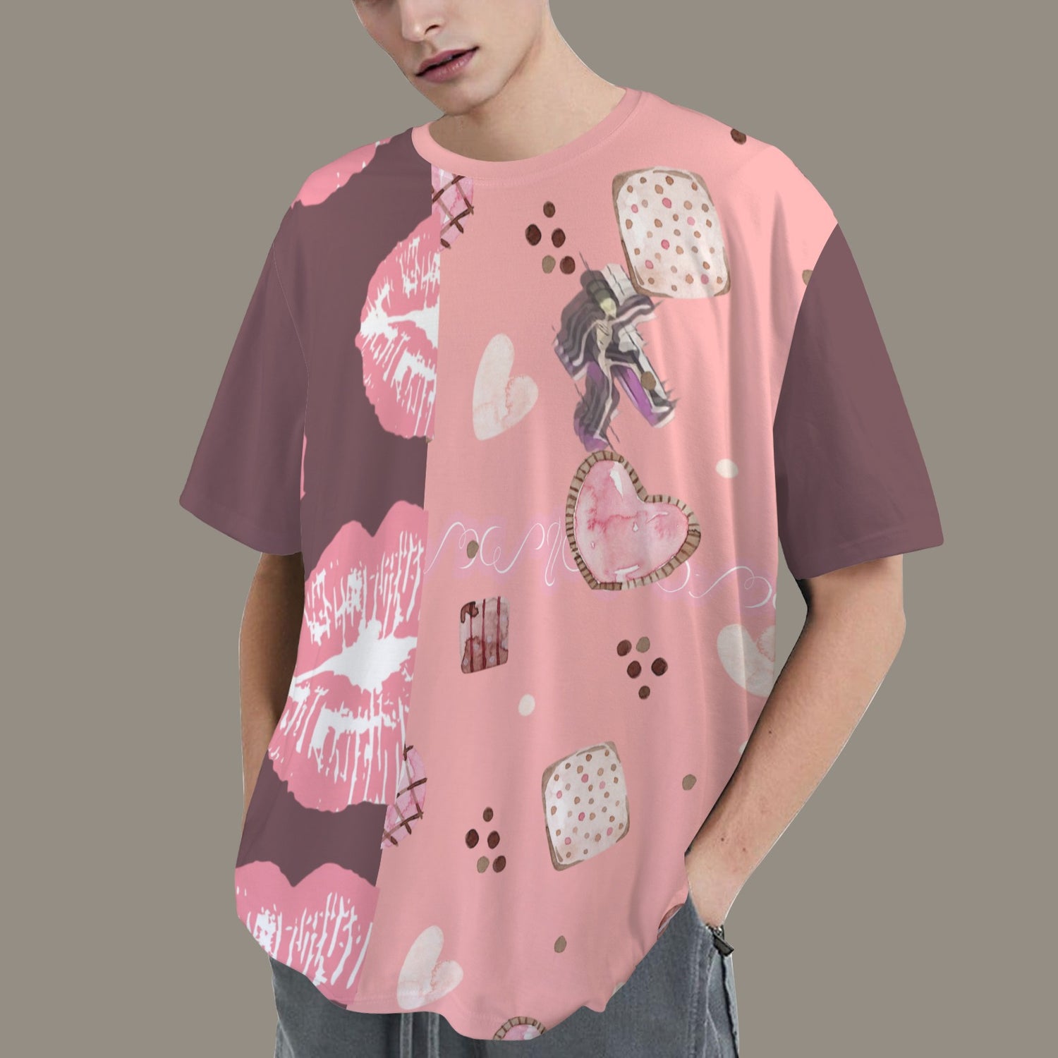 Hidden Name T-shirt Mouth Cookies Pink Brown