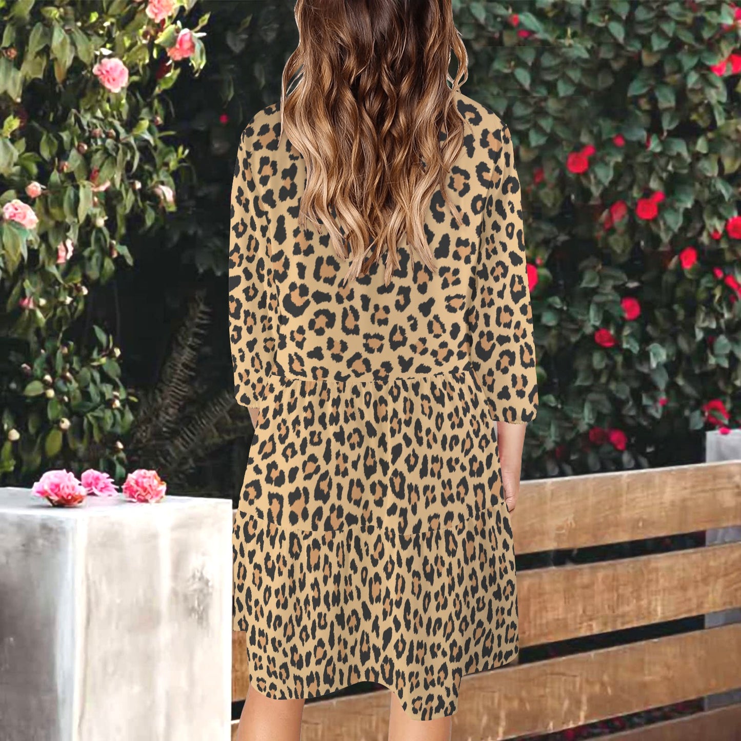 Leopard Front Button Dress
