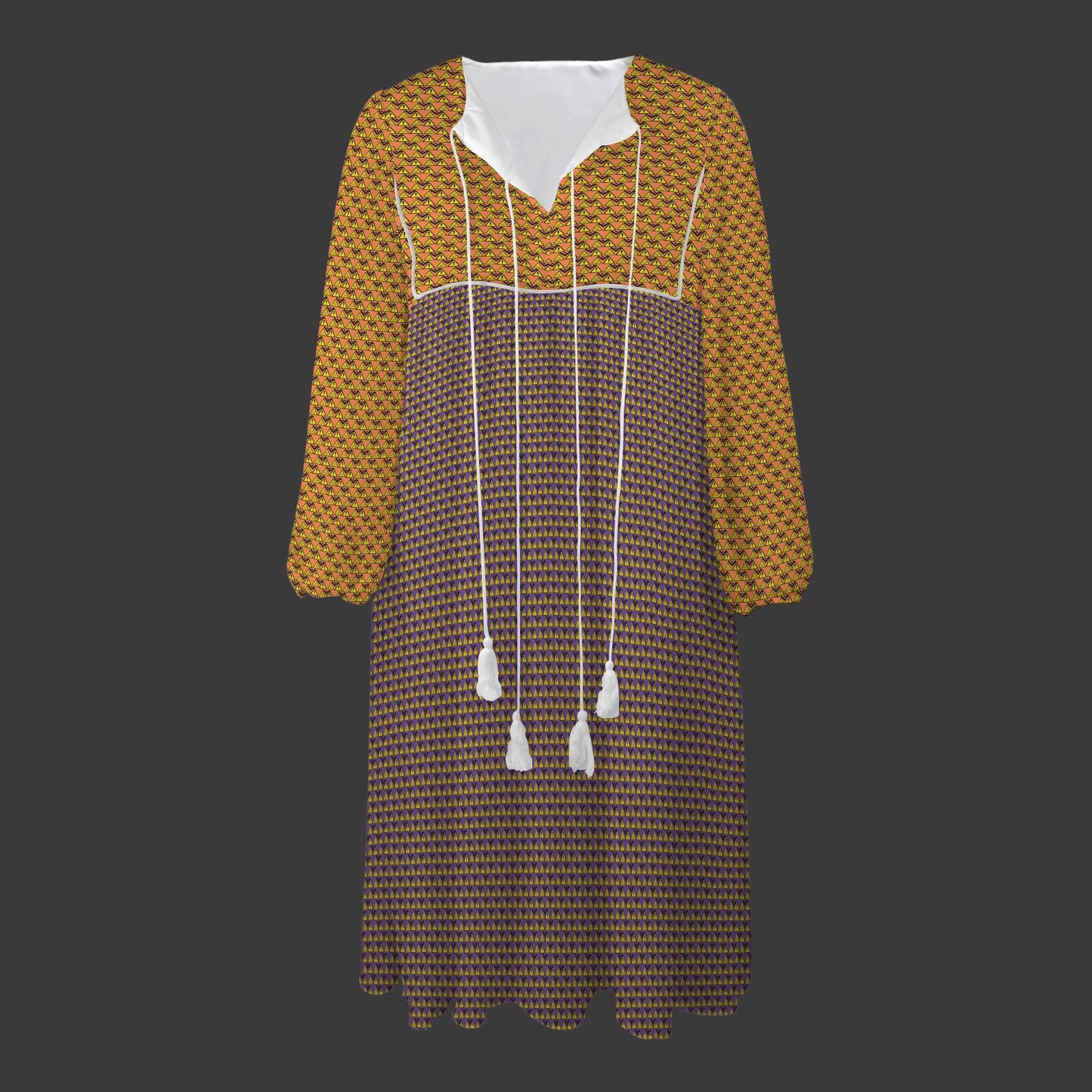 Caution Signs Light Orange Purple Long Dress