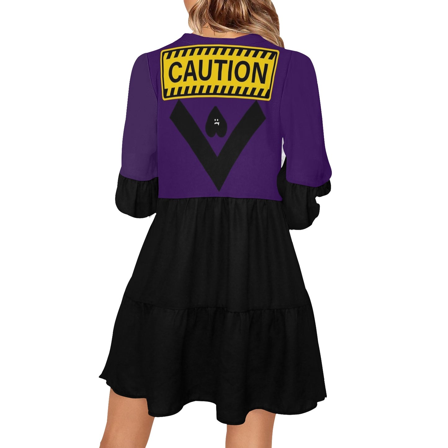 Caution Boho Dress Violet Black Caution Back