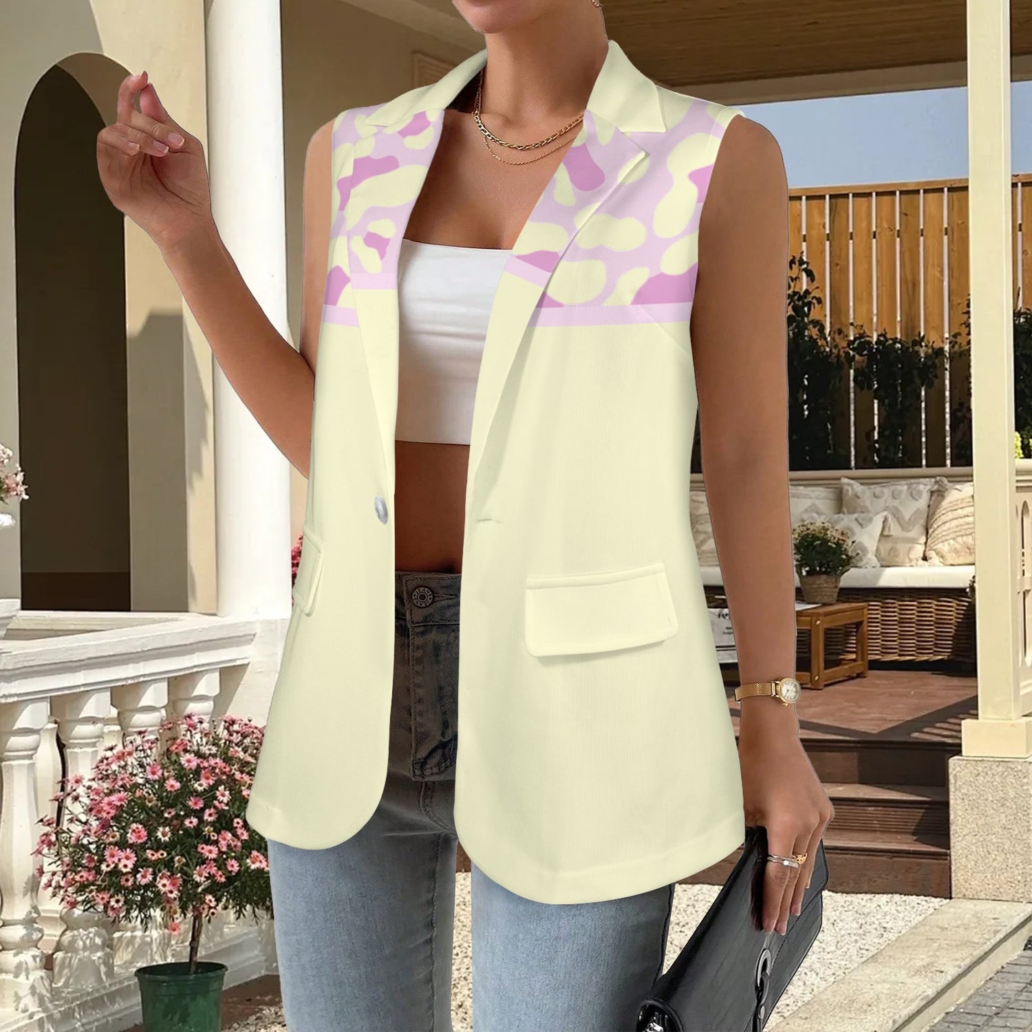 Gilet mamma Yellow Pink Leopard