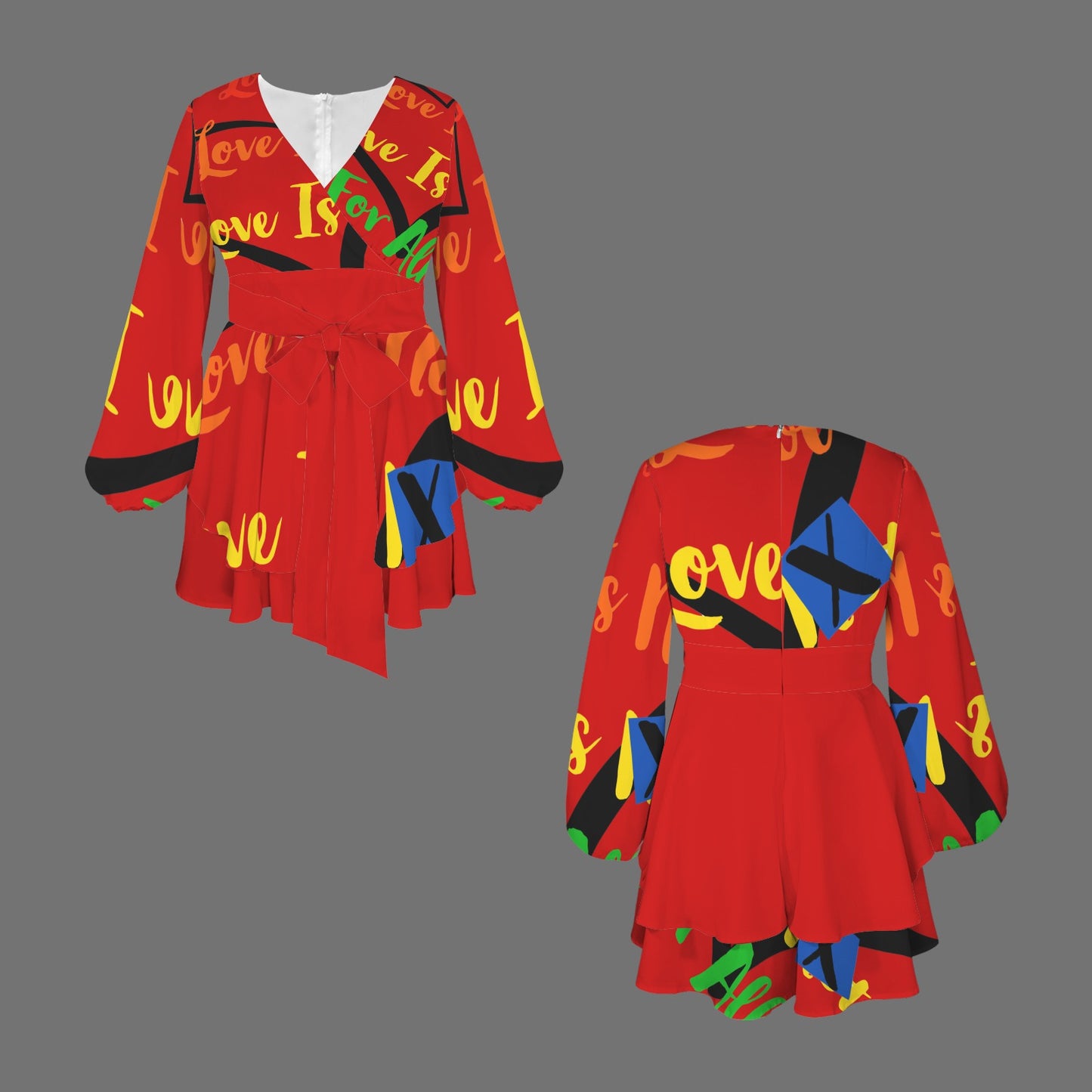 LINFA Romper Dress Red Black Heart 2