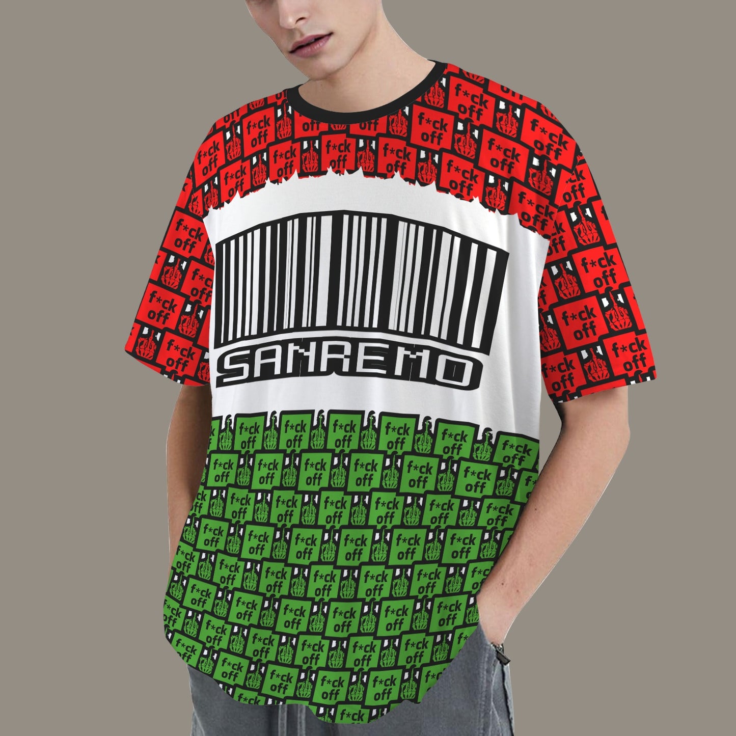 FUCK OFF SANREMO BARCODE BLACK T-SHIRT