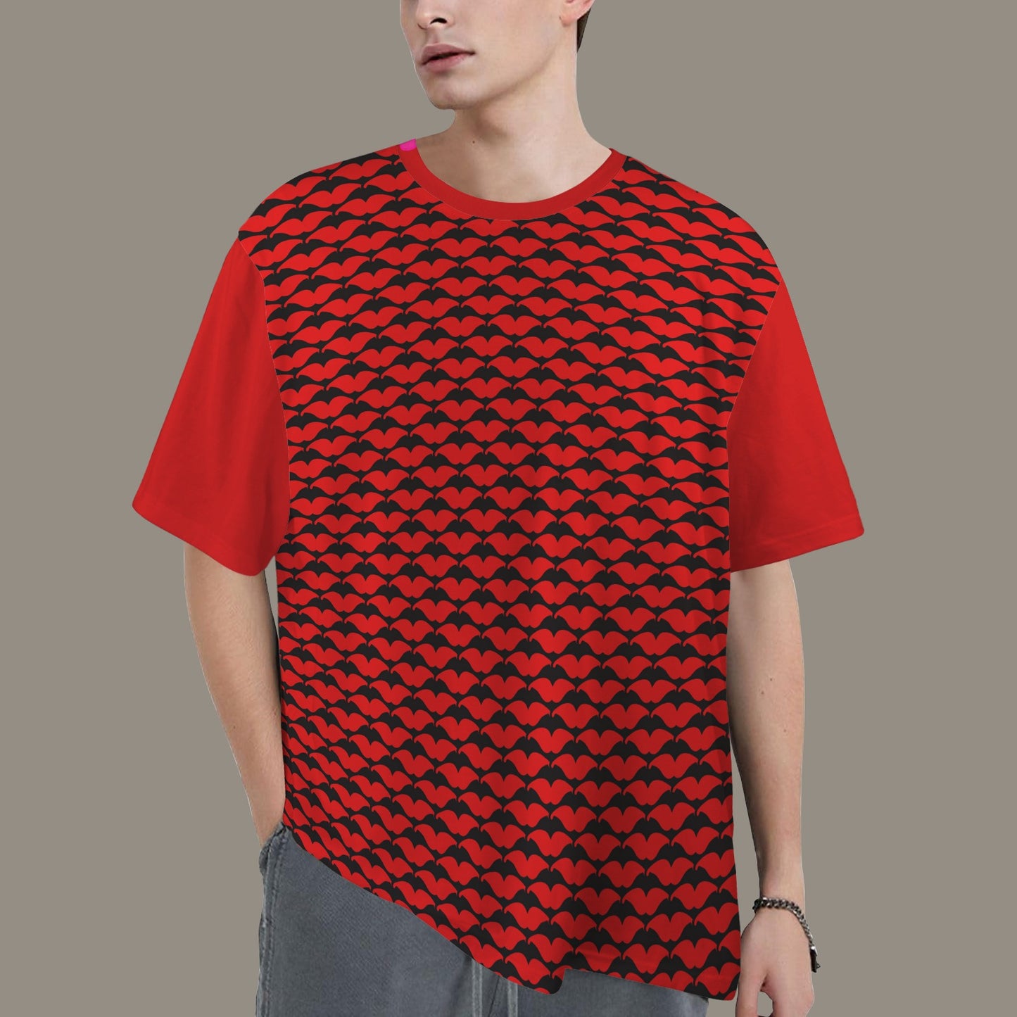 SE SON ROSE T-SHIRT -RED MOUTHS SOLID RED BACK
