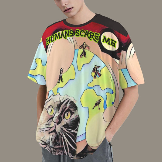 Humans Scare Me Unisex T-Shirt Colorful Sleeve