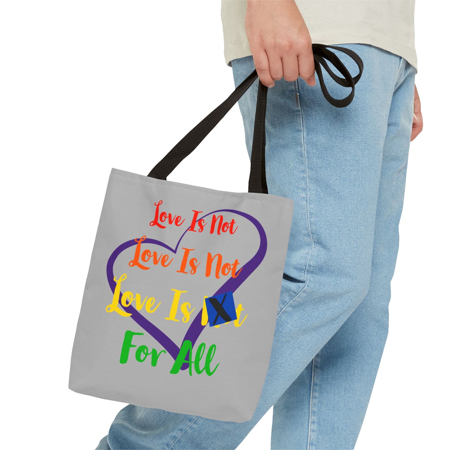 LINFA Tote Bag Light Grey Purple Heart