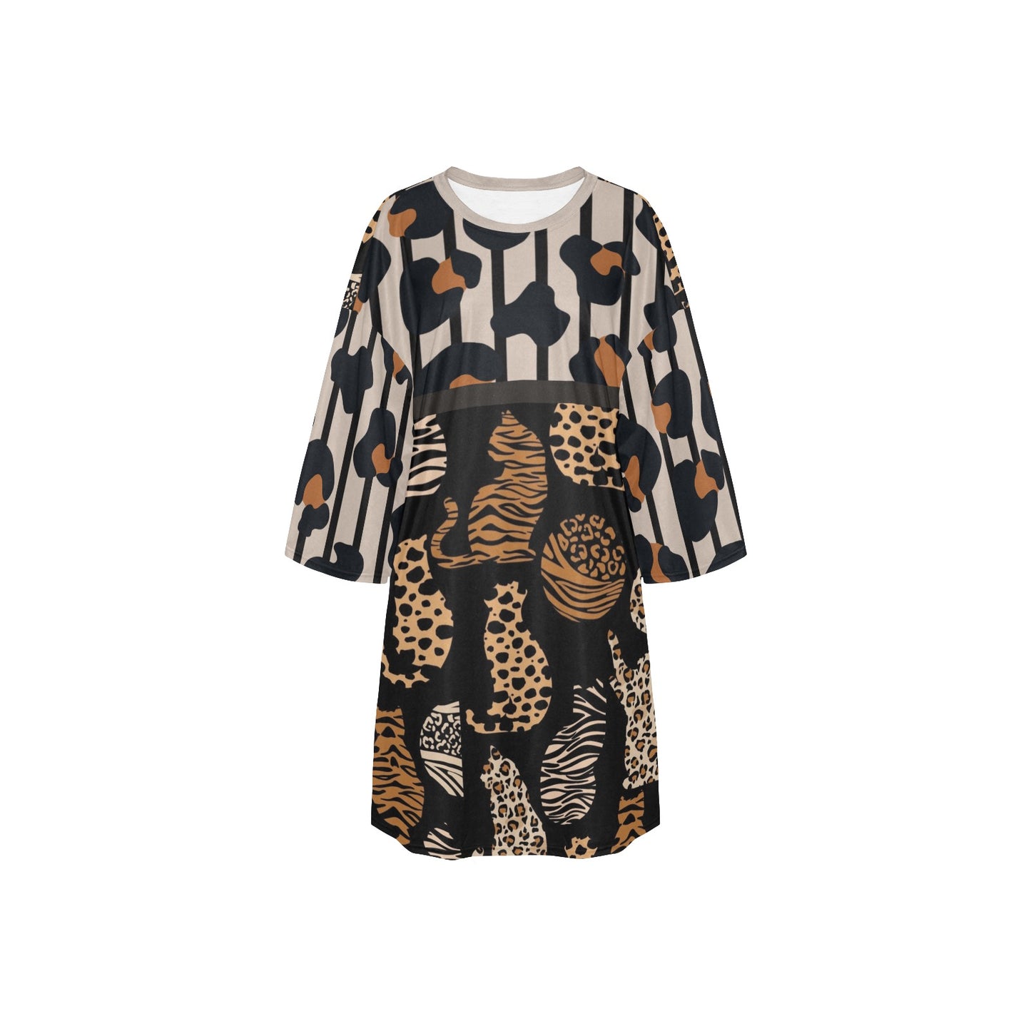 Lounge Dress Ransie Leopard Cats cats back